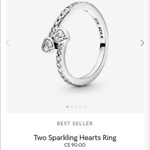 two sparkling hearts ring pandora